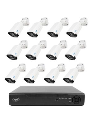 NVR PNI House IP716 -videovalvontapaketti ja 12 PNI IP125 -kameraa IP:llä, 5MP
