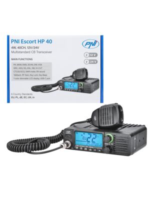 CB-radio PNI Escort HP 40 monistandardi, 4 W, AM, FM, 12–24 V, ASQ, RF-vahvistus