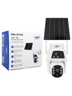 PNI IP794 videovalvontakamera Wi-Fi, PTZ, kaksoislinssi 2MP + 2MP, 5.5W aurinkopaneeli, 8000mAh lohkoakku