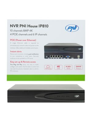 NVR PNI House IP810 10 4K-kanavalla, 4 POE-kanavalla ja 6 IP-kanavalla