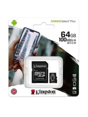 MicroSD Canvas Select Plus -muistikortti, 64 Gt, 100 Mt / s, adapterilla