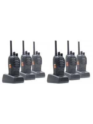 Pakkaus sisältää 6 kannettavaa radioasemaa PNI PMR R40 PRO -akut, laturit ja kuulokkeet