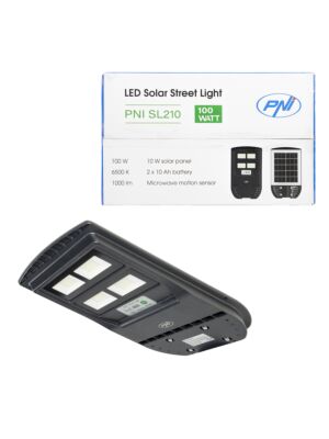 PNI SL210 6.5W katuvalaisin PNI SL210 6.5W, sisäänrakennettu aurinkopaneeli 10W, 6500K, 1000lm, 2 x sisäänrakennettu 10Ah akku,