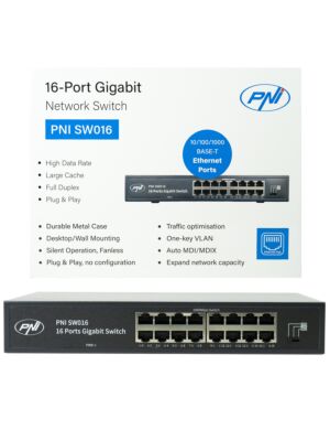 Kytkin PNI SW016, 16 x 10/100/1000 Mbps, Gigabit, metallikotelo