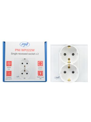 PNI WP222W yksinkertainen x2 sisäänrakennettu pistorasia valkoisella lasikehyksellä