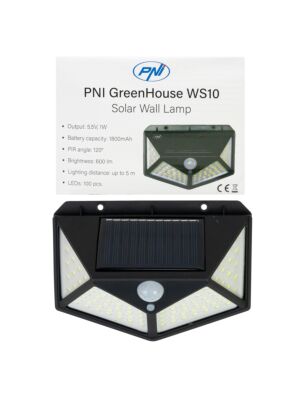 LED aurinkolamppu PNI GreenHouse WS10 seinäasennus