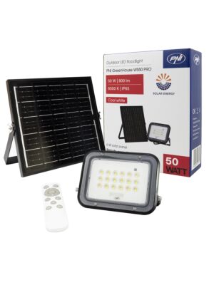 PNI GreenHouse WS50 PRO 50W LED-valonheitin 6W aurinkopaneelilla, 5000mAh akulla, 800lm, kaukosäätimellä, ajastuksella ja kirkkaudella