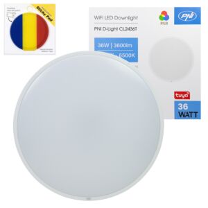 PNI D-Light CL2436T Wi-Fi LED-kattovalaisinpaketti, RGBW, 36W, himmennettävä, mukana sininen tarratyyny