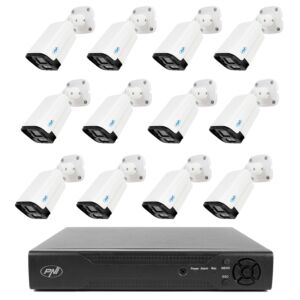 NVR PNI House IP716 -videovalvontapaketti ja 12 PNI IP125 -kameraa IP:llä, 5MP