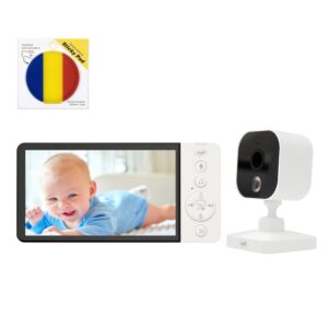Videovauvamonitori PNI BM500 -paketti, 5 tuuman näyttö, langaton 2,4 GHz ja tarralappu