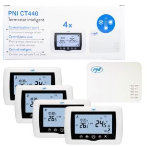 Älykäs termostaatti PNI CT440 langaton, WiFi, ohjaa 4 vyöhykettä Internetin kautta, lämmityslaitoksille, pumpuille, sähkölle