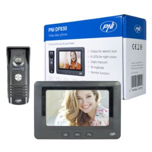 PNI DF930 -videopuhelin, 1 näyttö, 7 tuuman LCD-näyttö, 800x480, sähkömagneettinen yala-lähtö, musta