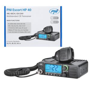 CB-radio PNI Escort HP 40 monistandardi, 4 W, AM, FM, 12–24 V, ASQ, RF-vahvistus