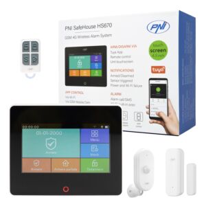 Langaton hälytysjärjestelmä PNI SafeHouse HS670 WiFi GSM 4G, värillinen kosketusnäyttö, 99 langatonta aluetta, tukee 5 puhelinnumeroa