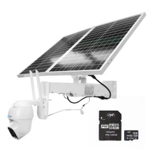 PNI IP60 live PTZ -videovalvontakamerapaketti aurinkopaneelilla, 2MP, GSM 4G ja PNI 128GB MicroSD -kortilla