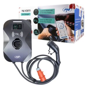 PNI KW11 latausasema, 16A, 11KW, sähköautoille, 85V - 415V, kolmivaiheinen, tyypin 2 kaapeli ja 7-napainen liitin