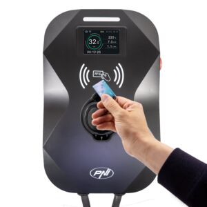 PNI KW22 latausasema, 32A, 22KW, sähköautoille, 85V - 415V, kolmivaiheinen, tyypin 2 kaapeli ja 7-nastainen liitin.