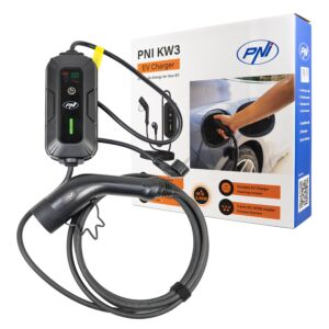 Kannettava laturi PNI KW3, 16A, 3,5 kW, sähköautoille, 230 V, yksivaiheinen, tyypin 2 kaapeli ja 5-napainen IEC62-liitin