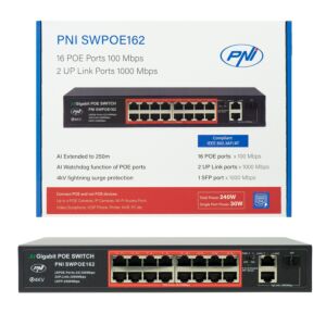 SWPOE162 POE PNI-kytkin, jossa 16 POE-porttia ja 2 1000 Mbps porttia