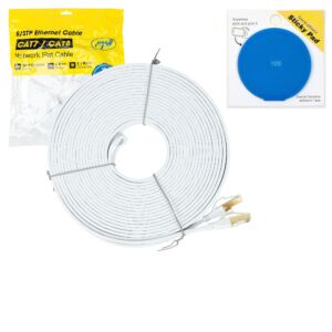 Litteä verkkokaapeli S/STP CAT8 PNI U8200W 2 x RJ45, 4 paria johtoja, 28AWG, 20m ja sininen tarratyyny mukana