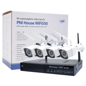 PNI House WiFi550 NVR -valvontapakkaus ja 4 langatonta kameraa, 1.0MP
