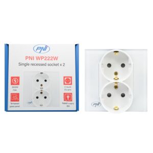 PNI WP222W yksinkertainen x2 sisäänrakennettu pistorasia valkoisella lasikehyksellä