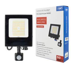 LED-heijastin PNI GreenHouse WS550 50 W, liiketunnistin, herkkyyden säätö, valaistuksen kesto, 3000 K – 6500 K, toiminto