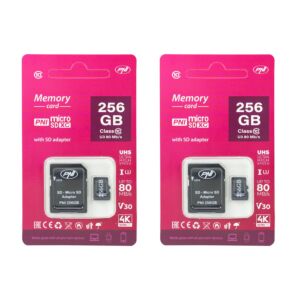 Kaksiosainen PNI 256GB MicroSD -muistikorttipaketti Class 10 SD -adapterilla, 80 Mb/s, V30